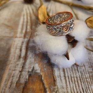 Super Darling two tone Silver and Rose Gold Plated Heart and CZ ring